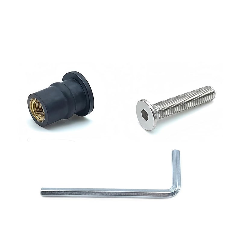 MAYEHAY 24 Pairs of Bugle M5 Neoprene Well Nuts M5 x 25mm Stainless Steel Hex Socket Bolts Well Nuts Kit for Kayak Motorcycle Windscreen Accessories,Neoprene nut Contains Brass Nuts Copper nut - Image 4